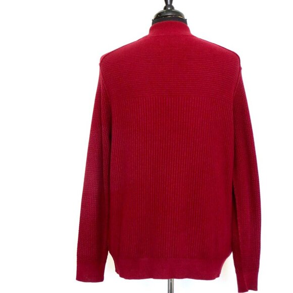 NEW! Tommy Bahama 1/4 Zip Waffle Knit Sweater Cashmere Blend Burgundy Red SZ L - Picture 3 of 8